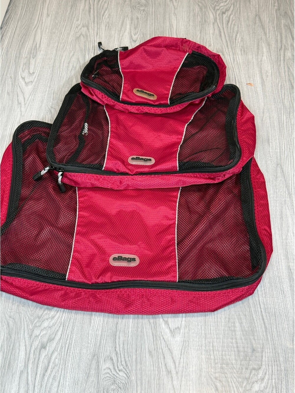 ebags Classic 3-Piece packing Cubes Red/Burgundy Black Mesh Travel Organizer Set